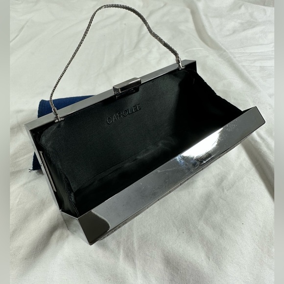 Genuine vintage structured CAROLEE grey brown  shoulder bag purse and clutch - Picture 8 of 12